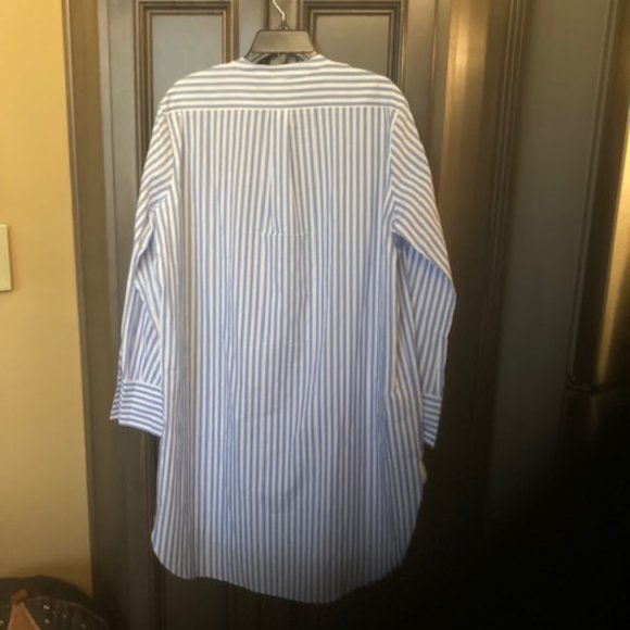 Polo Ralph Lauren High-Low Long Sleeves Button Cuffs Carly Striped Slip Shirt - Picture 4 of 11